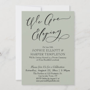 Wir heiraten heimlich, einfache elegante Salbei-Ho Einladung