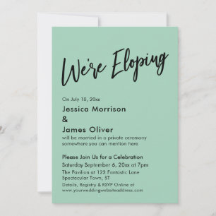 Wir heiraten heimlich Minimal Handwriting Hellgrün Einladung