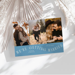Wir heiraten Multi-Foto Denim Blau Save The Date