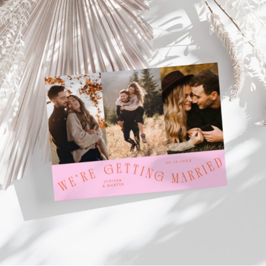 Wir heiraten Multi-Foto Orange Pink Save The Date