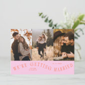 Wir heiraten Multi-Foto Orange Pink Save The Date (Stehend Vorderseite)