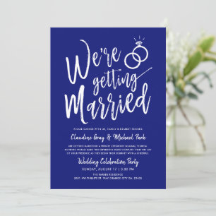 Wir heiraten nach Hochzeit mit einem blauen Invit Einladung