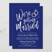 Wir heiraten Post-Hochzeit Royal Blue Einladung (Vorne/Hinten)