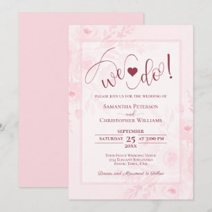 Wir heiraten! Rosafarbenes Boho-Chic-Floral-Hochze Einladung