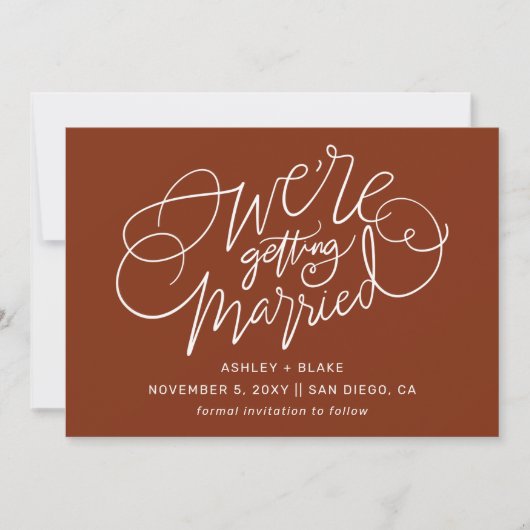 Wir heiraten Rust Simple Calligraphy Save The Date (Vorderseite)