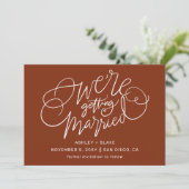 Wir heiraten Rust Simple Calligraphy Save The Date (Stehend Vorderseite)