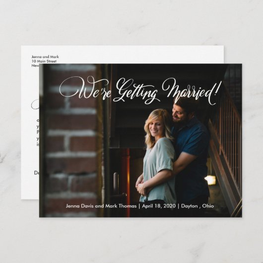 Wir heiraten Save the Date Fotokarte Ankündigungspostkarte (Vorne/Hinten)