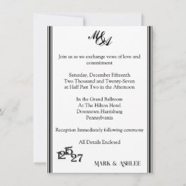 Wir heiraten, Schwarz-Weiße Hochzeitseinladung Einladung