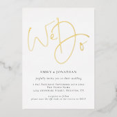 Wir heiraten Skript QR Code Echtgoldfolie Hochzeit Folieneinladung (Vorderseite)
