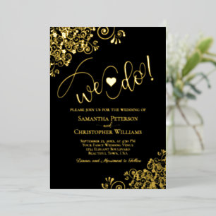 Wir heiraten! Süße moderne Hochzeitsklassiker Schw Folieneinladung