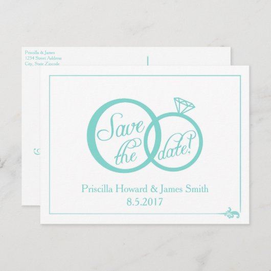 Wir Hochzeit speichern das Datum Postkarte (weiß) (Vorne/Hinten)