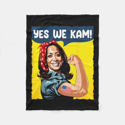 Wir Kam Rosie The Riveter für Präsident Kamala Har Fleecedecke (Vorderseite)