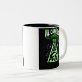 Wir kamen für den Kaffee Zweifarbige Tasse (VorderseiteRechts)