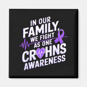 Wir kämpfen als ein Herzschlag Purple Ribbon Crohn Magnet