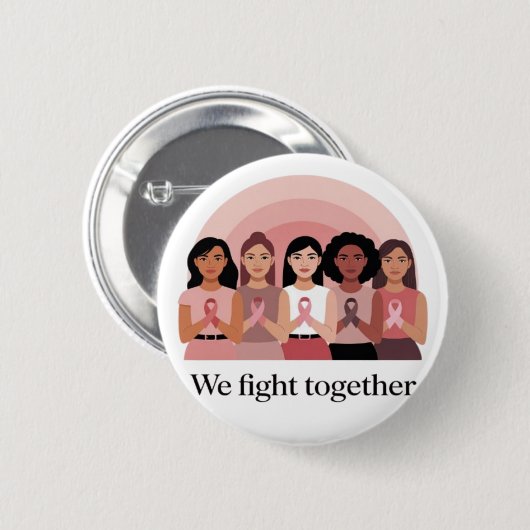 Wir kämpfen gemeinsam Brustkrebs-Bewusstseins-Desi Button (Vorne & Hinten)