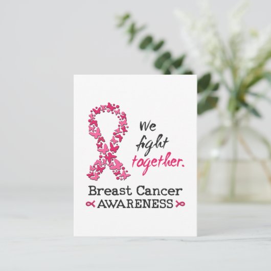 Wir kämpfen gemeinsam gegen Brustkrebs Postkarte (Stehend Vorderseite)
