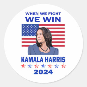 Wir kämpfen um Erfolg - Kamala Harris 2024 Runder Aufkleber