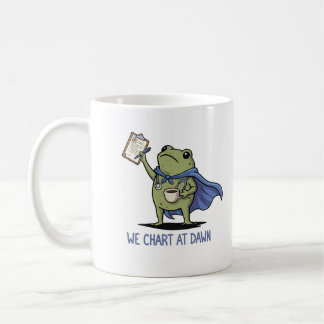 Wir kartieren bei Morgengrauen Frosch Krankenschwe Kaffeetasse