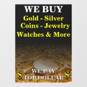 Wir kaufen Gold Silber Münzen Juwelierladen Tür Fensteraufkleber (Blatt)