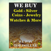 Wir kaufen Gold Silber Münzen Juwelierladen Tür Fensteraufkleber (Blatt 3)