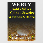 Wir kaufen Gold Silbermünzen Schmuck Shop Riesig Fensteraufkleber (Blatt)