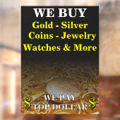 Wir kaufen Gold Silbermünzen Schmuck Shop Riesig Fensteraufkleber (Blatt 2)