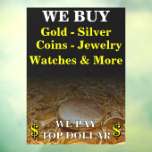 Wir kaufen Gold Silbermünzen Schmuck Shop Riesig Fensteraufkleber (Blatt 3)