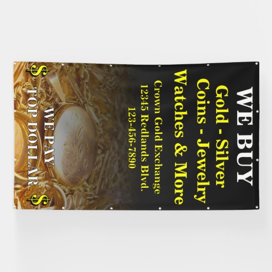 Wir kaufen Gold Silbermünzen Schmucksäcke Banner (Horizontal)