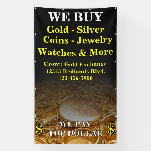 Wir kaufen Gold Silbermünzen Schmucksäcke Banner (Vertikal)