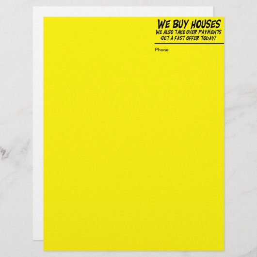 Wir kaufen Häuser gelben Buchstabe-Kopf Briefkopf (Vorne/Hinten)