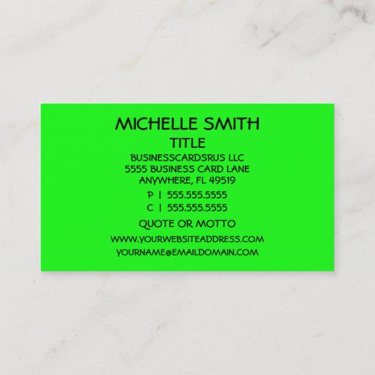 Wir kaufen Häuser NEON Green Visitenkarte (Rückseite)