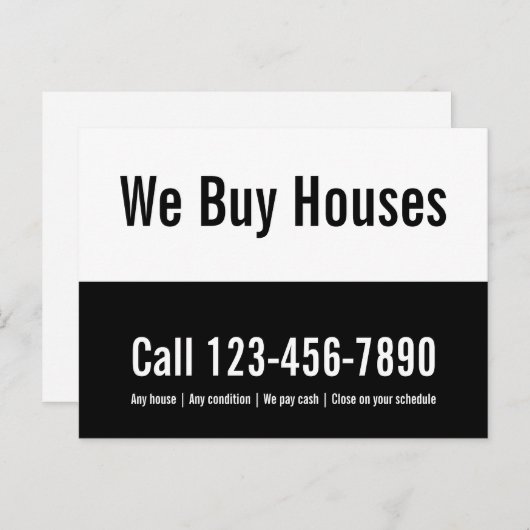 Wir kaufen Häuser schwarz und weiß Werbevorlage Postkarte (Vorne/Hinten)