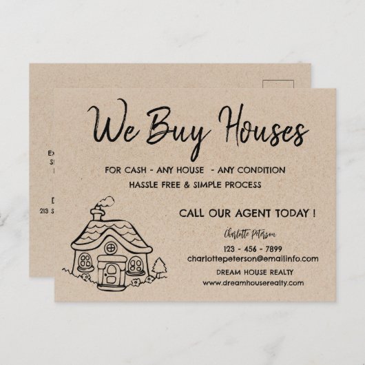 Wir kaufen Wohnungen Real Anwesen Promotional Kraf Postkarte (Vorne/Hinten)