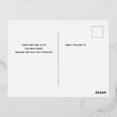 Wir kauften ein Haus Terracotta einfache Skript be Folie Einladungspostkarte (Rückseite)