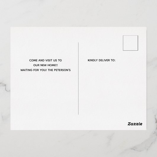 Wir kauften ein Haus Terracotta einfache Skript be Folie Einladungspostkarte (Rückseite)