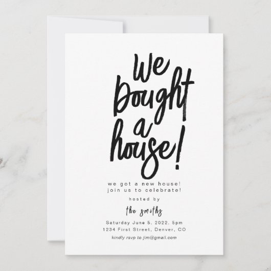 Wir kauften ein Party für das Haus Einladung (Vorderseite)