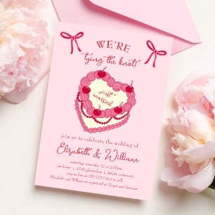 Wir knüpfen den Knoten Coquette Cherry Hochzeit Einladung