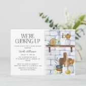 Wir kochen das Brautparty "Wasserfarben-Angebot" Einladung (Stehend Vorderseite)