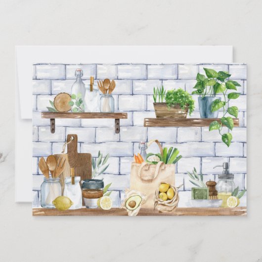 Wir kochen das Brautparty "Wasserfarben-Angebot" Einladung (Rückseite)