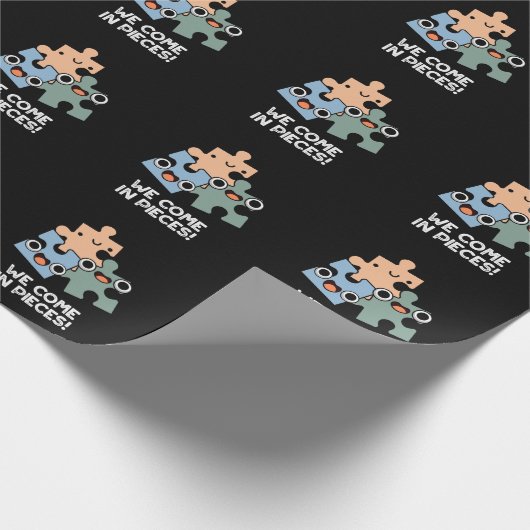 Wir kommen in Stücke Funny Jigsaw Puff Dark BG Geschenkpapier (Ecke)