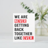 Wir kommen nie wieder zusammen wie je T-S Postkarte (Stehend Vorderseite)