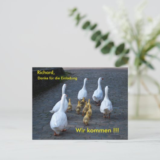 Wir kommen postkarte (Stehend Vorderseite)