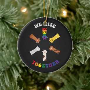 Wir kommen zusammen Paw Print DIVERSITY Einh Keramik Ornament