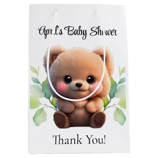 Wir können Baby Shooting süße Teddybär warten Mittlere Geschenktüte (Vorderseite)