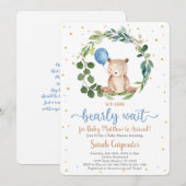 Wir können Baby Shower Boy frühzeitig abwarten Einladung (Vorne/Hinten)