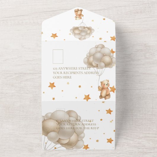 Wir können Babyduschballons frühzeitig abwarten All In One Einladung (Außenbereich)