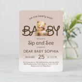 Wir können Babydusche abwarten und sehen Einladung (Stehend Vorderseite)