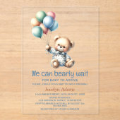 Wir können Babydusche frühzeitig abwarten Acryleinladungen (Vorderseite)