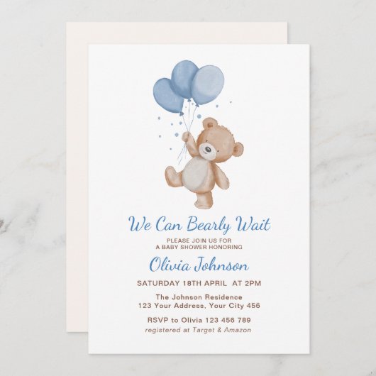 Wir können Babydusche frühzeitig abwarten Einladung (Vorne/Hinten)