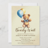 Wir können Babydusche frühzeitig abwarten Einladung (Vorderseite)